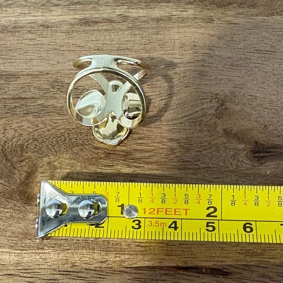 Gold Tone Aurora Borealis Crystal Flower Scarf Slide Ring Brooch - Picture 3 of 15